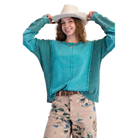 Women's Easel Thermal Mix Washed Terry Pullover