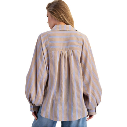 Women's Easel Long Balloon Sleeve Button Up Shirt ET71734 - Crazy House Western Wear
