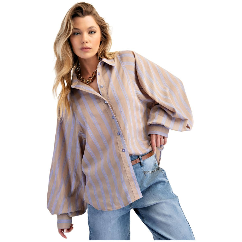 Women's Easel Long Balloon Sleeve Button Up Shirt ET71734 - Crazy House Western Wear