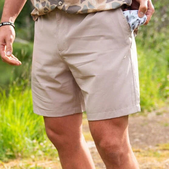 Men's Burlebo Everyday Short - Cobblestone Khaki - Duck Hunt Pocket ES-CK-DKH
