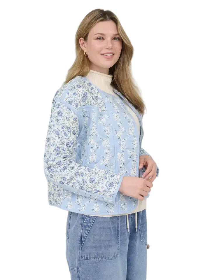 Women's Colorblock Floral Zip-up Quilted Jacket B6SJ1011