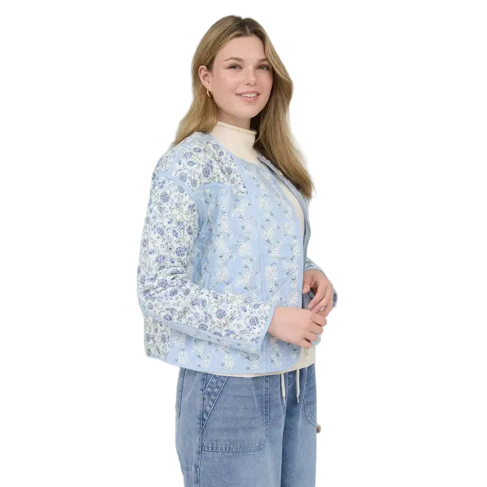 Women's Colorblock Floral Zip-up Quilted Jacket B6SJ1011