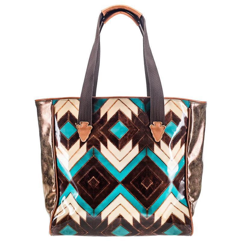 Women's Hooey "Montezuma" Brown and Turquoise Aztec Pattern Purse HCT003-BRTQ - Crazy House Western Wear