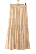 Very J Women's Sheer Lace Crinkle Maxi Skirt with Elastic Waistband