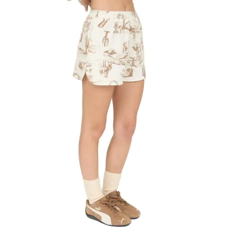 Women's Western Print Elastic Waist Shorts J5SX1003-B1