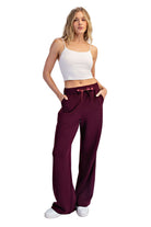 Women's Dark Cherry Modal Scuba Luxe Satin Straight Pant P6412