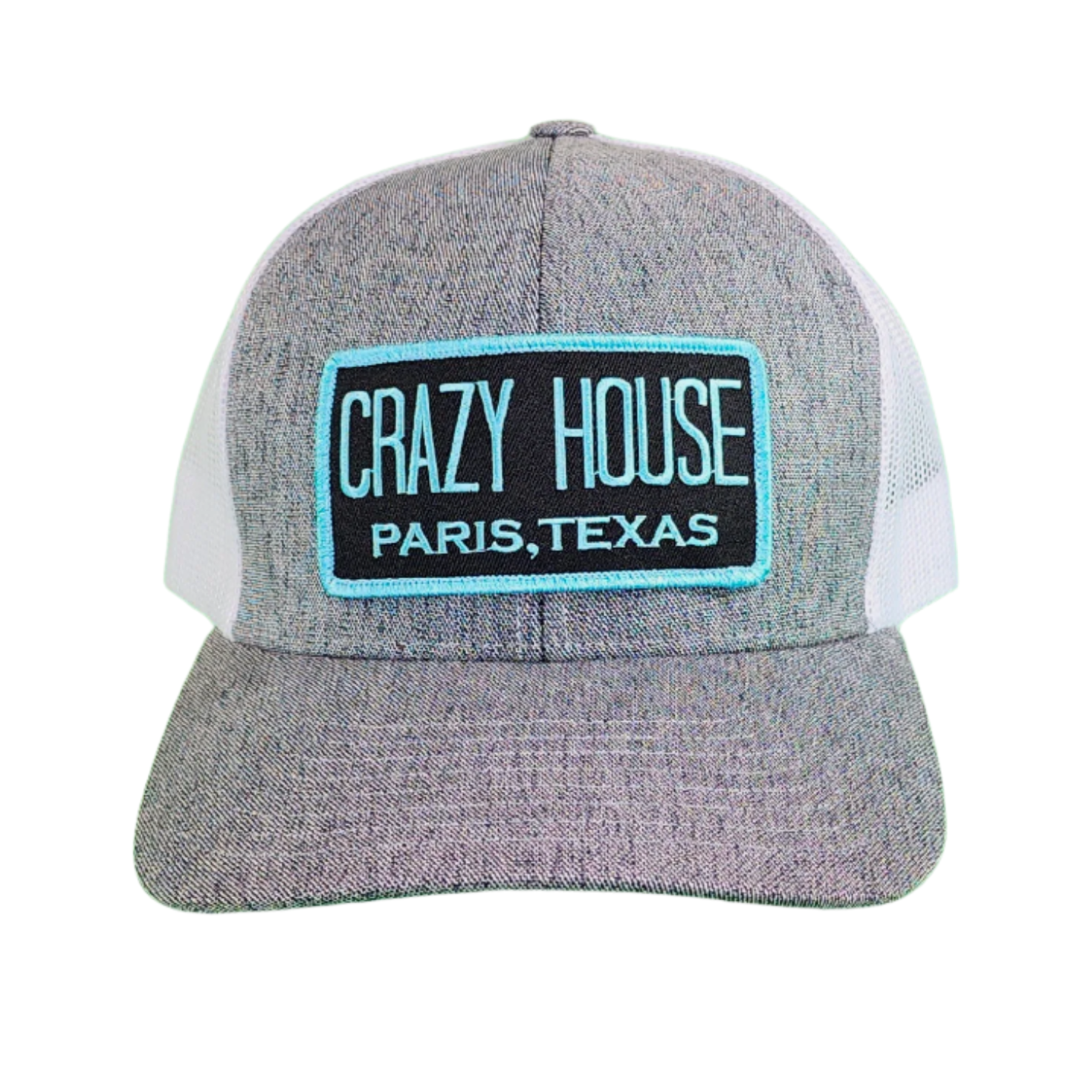 Gray Snapback with Turquoise Billboard Patch - Crazy House Western Wear