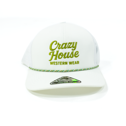 Crazy House White Mesh Snapback Cap