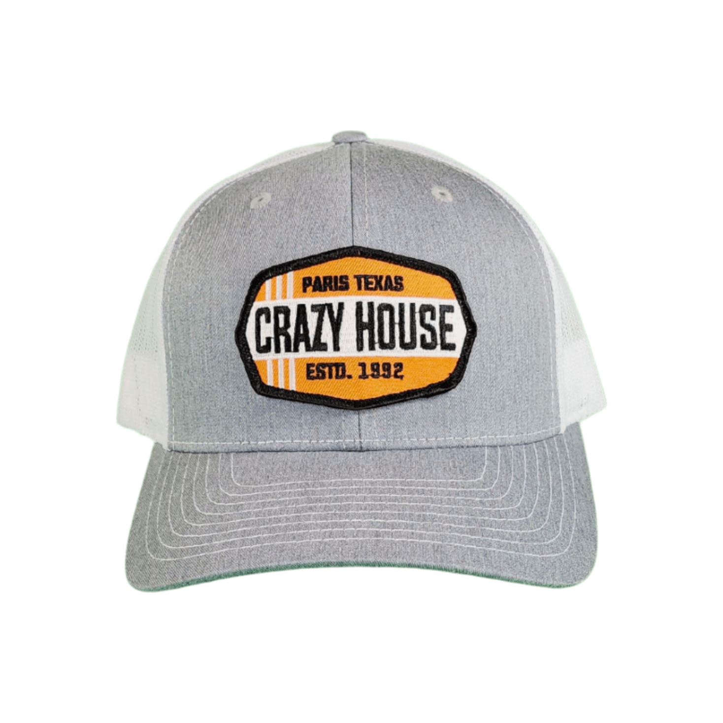 Gray Snapback with Orange Hexagon Patch - Crazy House Western Wear