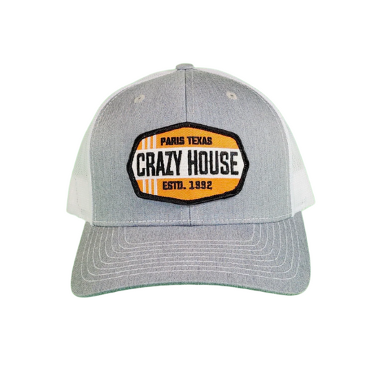 Gray Snapback with Orange Hexagon Patch - Crazy House Western Wear