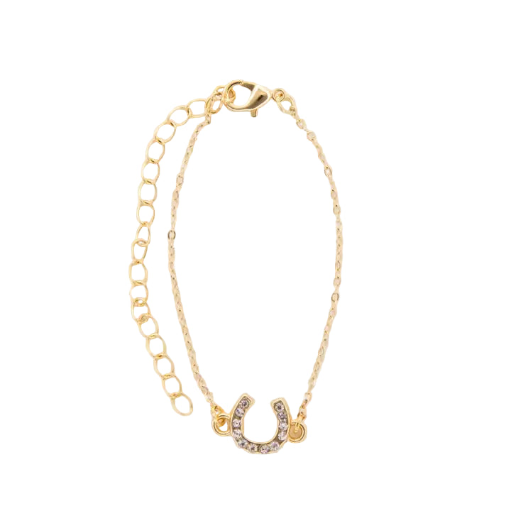 Women's West & Co 18K Gold Plated Dainty Rhinestone Horseshoe Chain Bracelet WC-BR15G