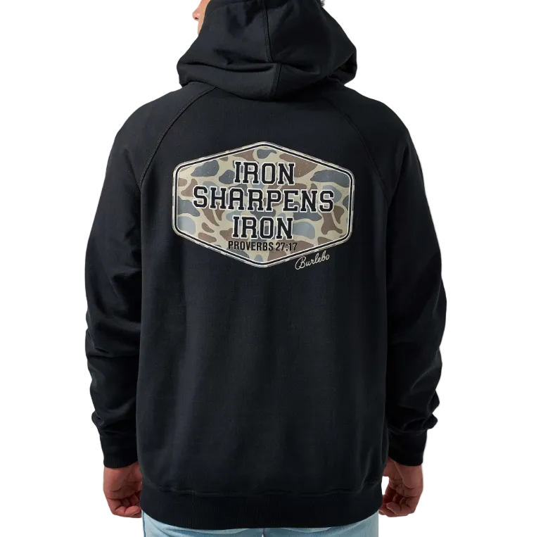 Burlebo Men's Black Iron Sharpens Iron Fleece Hoodie FH-ISI-BLK