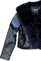 TwoFly Women's Black Fur Crop Jacket 