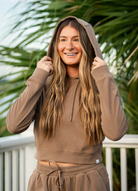 Local Girl Women's Cocoa Velvet Fleece Cropped Hoodie L5130016-COCO