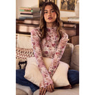 Floral Print Mesh Knit Long Top