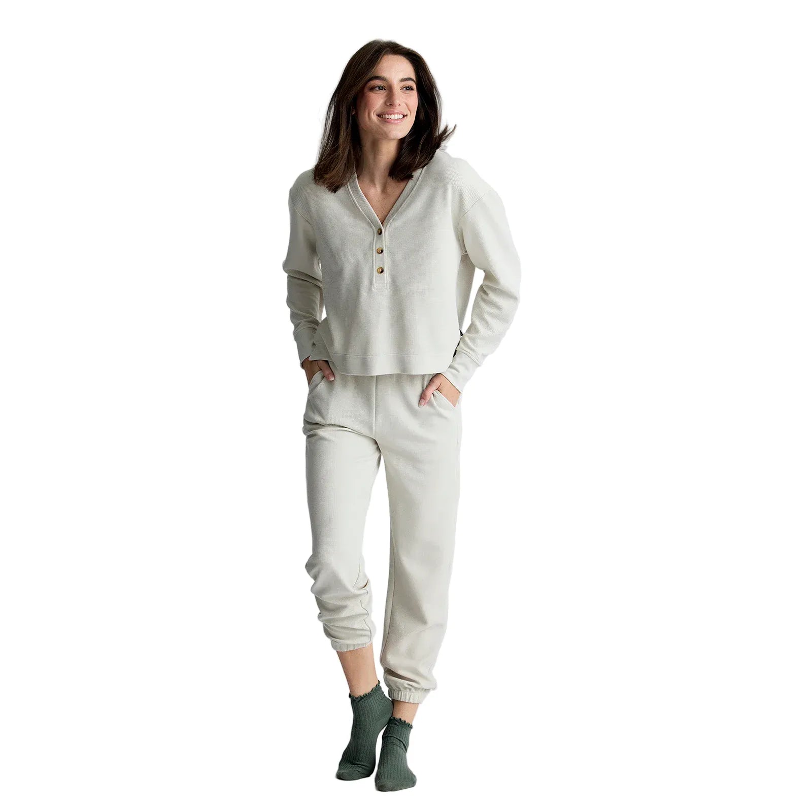 Women's Free Fly Waffle Long Sleeve Henley 