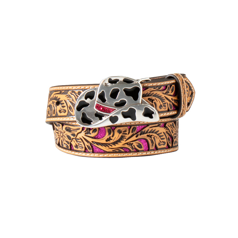 Girl's Angel Ranch Natural Color Cowgirl Hat Buckle Leather Belt D130003648