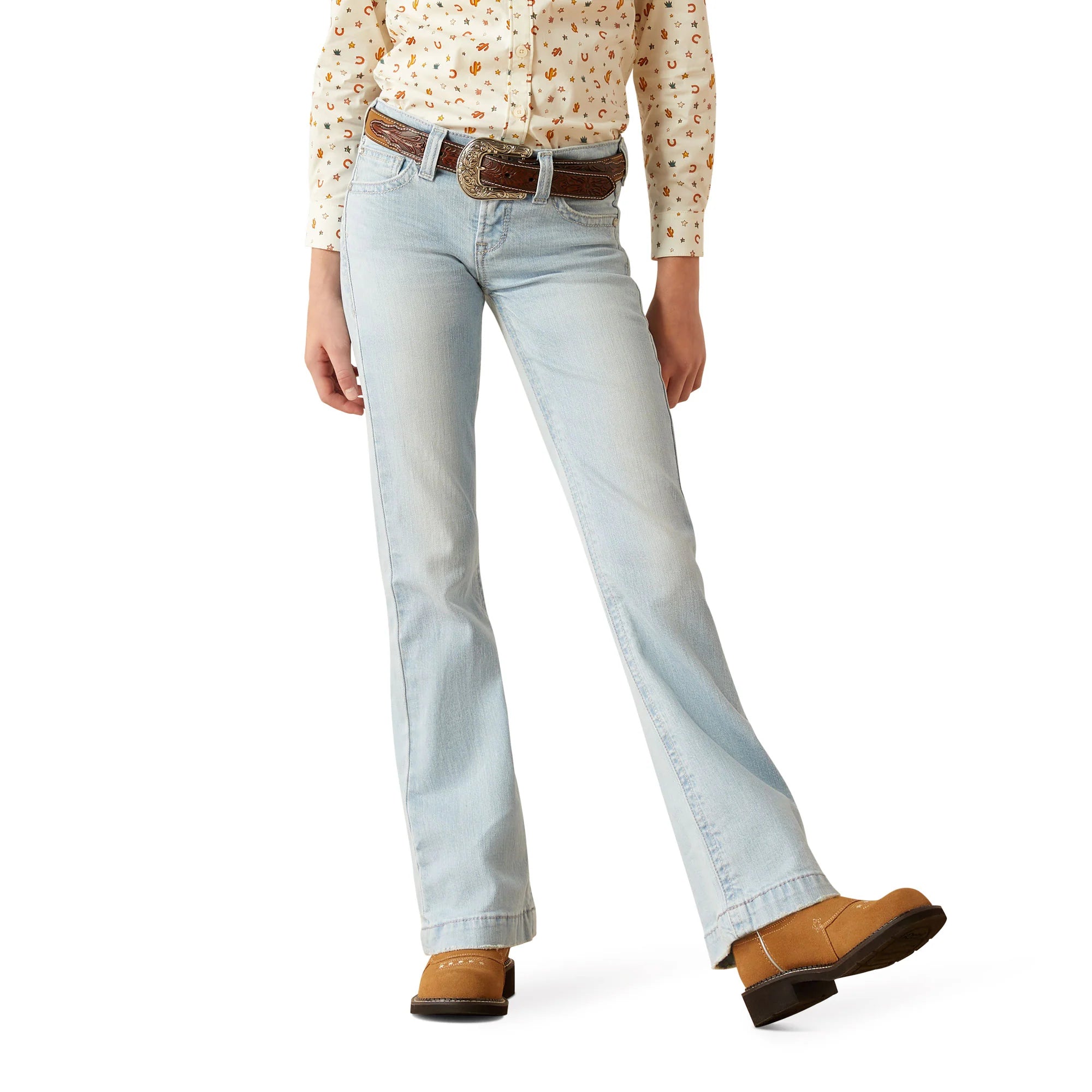 Girl's Ariat Zoe Fawn Light Denim Trouser Jeans 10060982 - Crazy House Western Wear