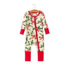 Girl's Christmas Bow and Holly Print Pajama Romper