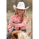 Girl's Cruel Denim Checkered Long Sleeve Snap Shirt CTW3371001