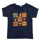 Girl's Navy Western Boho Square Short Sleeve T-shirt