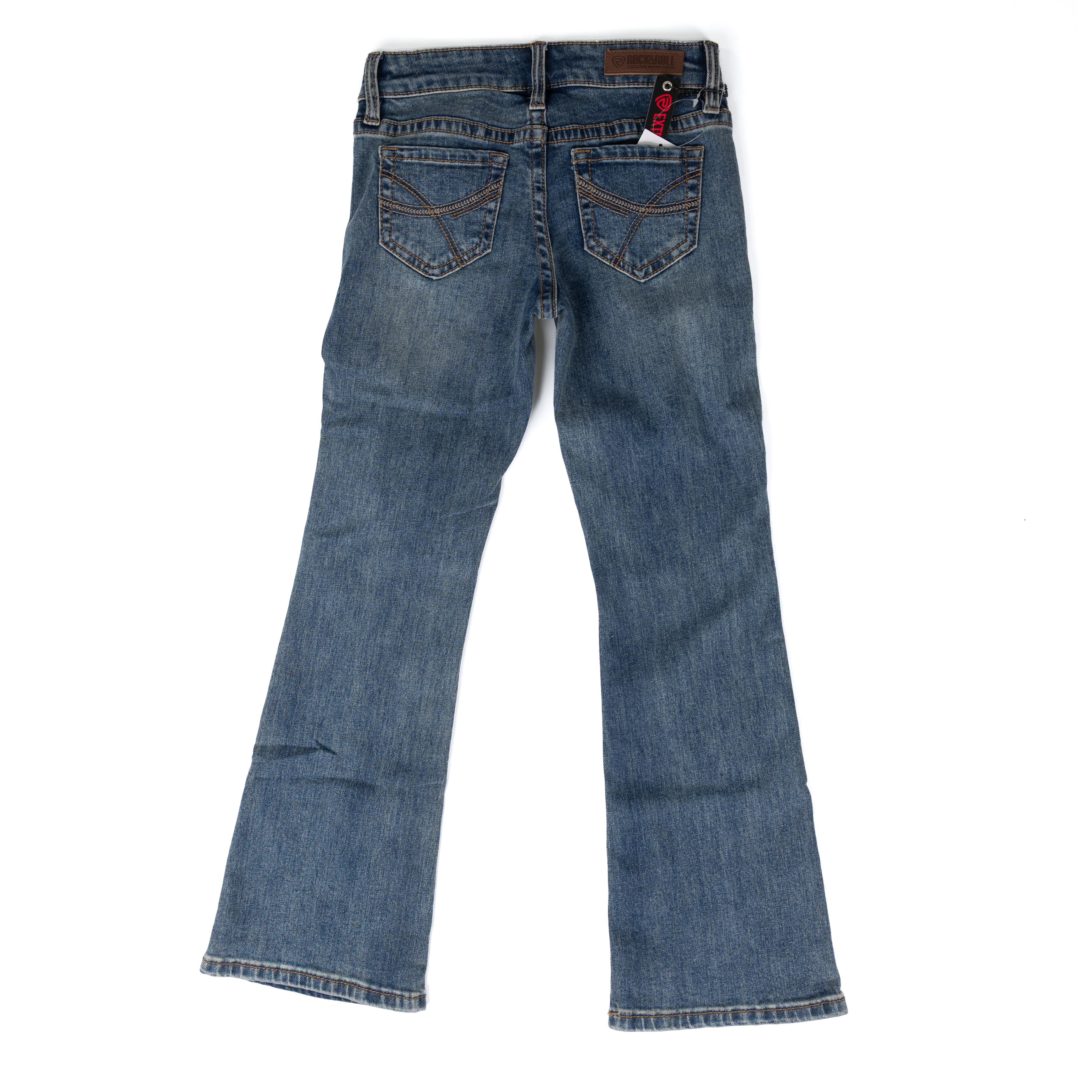 Girl's Rock and Roll Curved Embroidered Boot Cut Jeans BG4MD08617