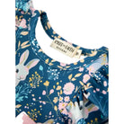 Girl's Teal Easter Bunny Garden Ruffle Sleeve Romper