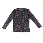 Girl's Twisted Filly Long Sleeve Dark Cheetah Print Mesh Top