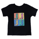 Girl's Youth Black and Multi Colored Boot Pop Art T-shirt