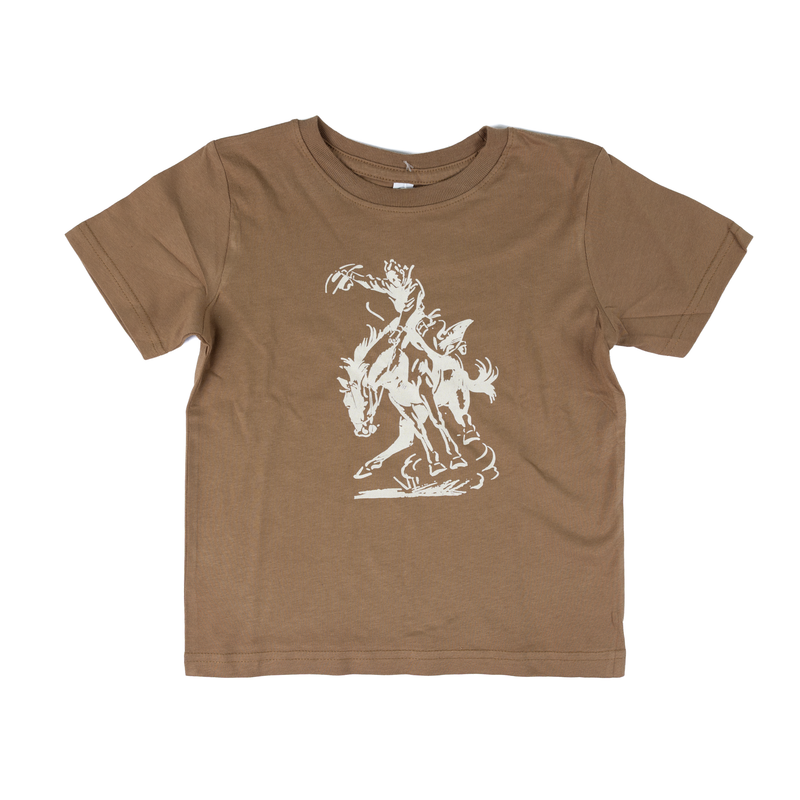 Girl's Youth Brown Bucking Horse Short Sleeve T-shirt