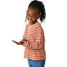 Girls Contrast Band Stitch Detail Striped Knit Top GY9726