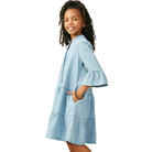 Girls Hayden Washed Button Detail Ruffle Sleeve Tencel GY9054