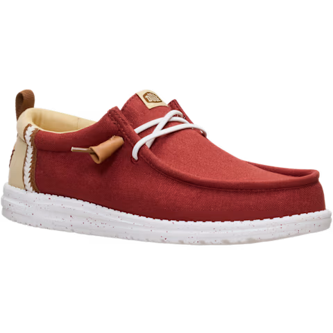 Men's Hey Dude Burnt Red Wally Craft Linen Casual Shoes 43086-7BI