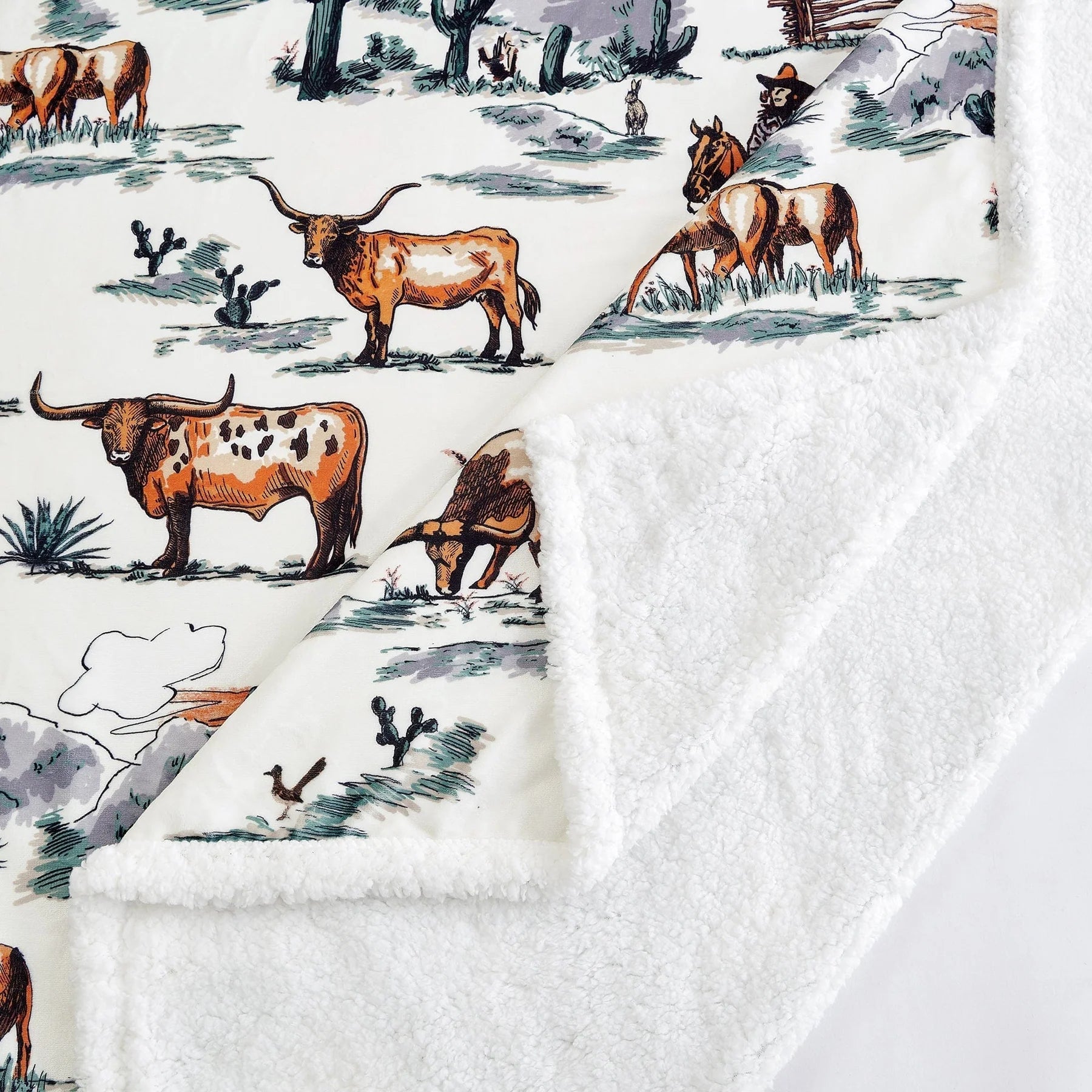HiEnd Ranchlife Western Toile Campfire Sherpa Throw Blanket