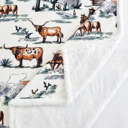 HiEnd Ranchlife Western Toile Campfire Sherpa Throw Blanket