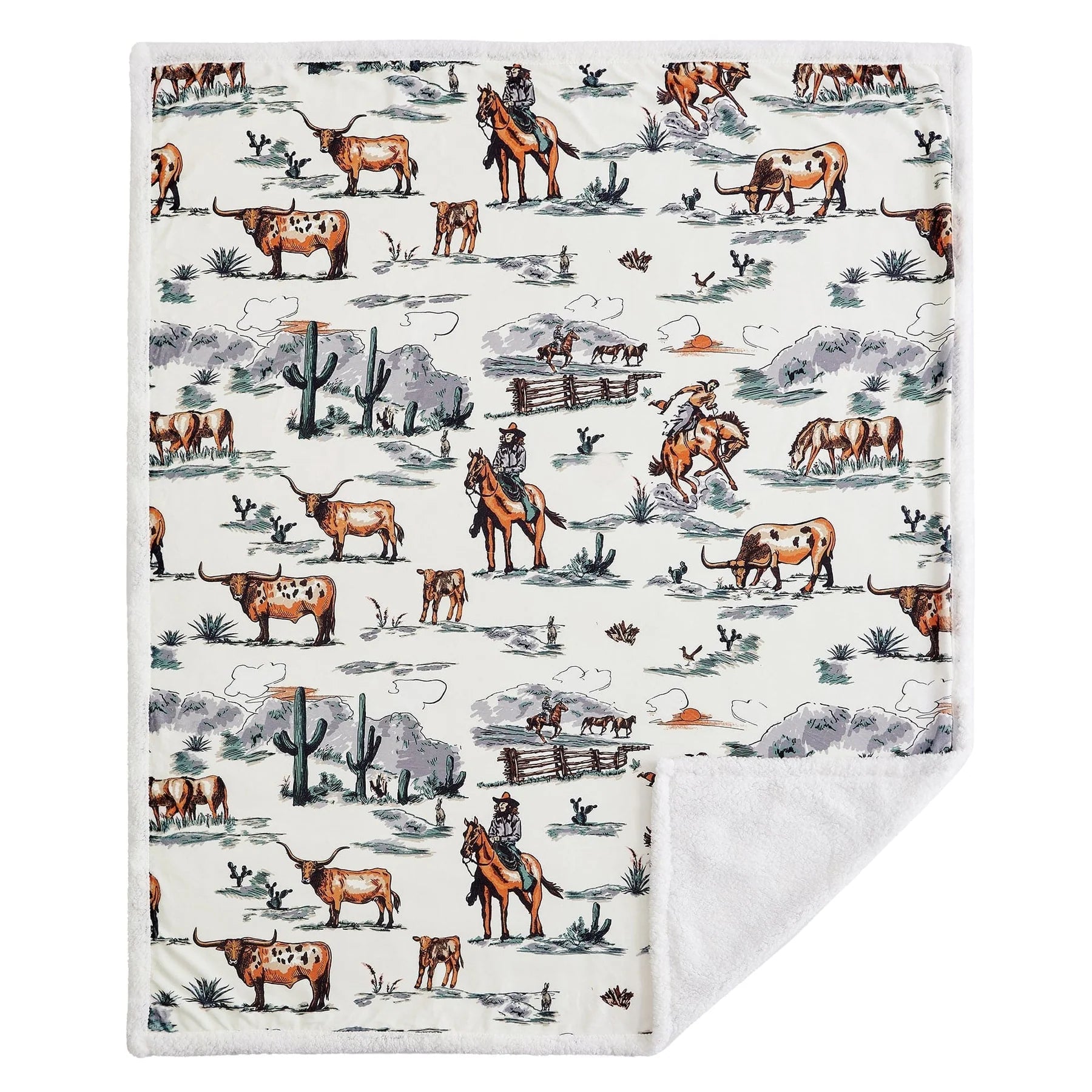 HiEnd Ranchlife Western Toile Campfire Sherpa Throw Blanket
