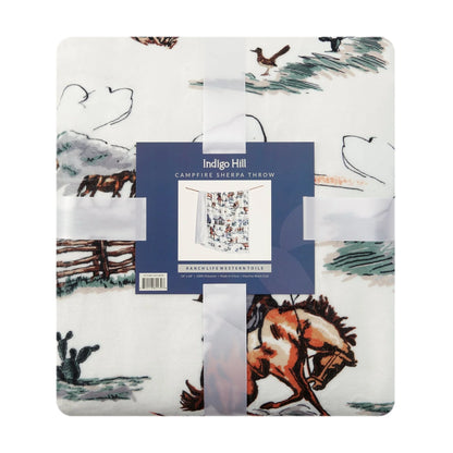 HiEnd Ranchlife Western Toile Campfire Sherpa Throw Blanket