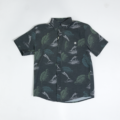 Men's Huk Black Button Up Shirt With Pattern H1500192-025