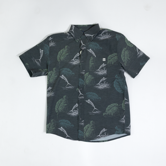 Men's Huk Black Button Up Shirt With Pattern H1500192-025