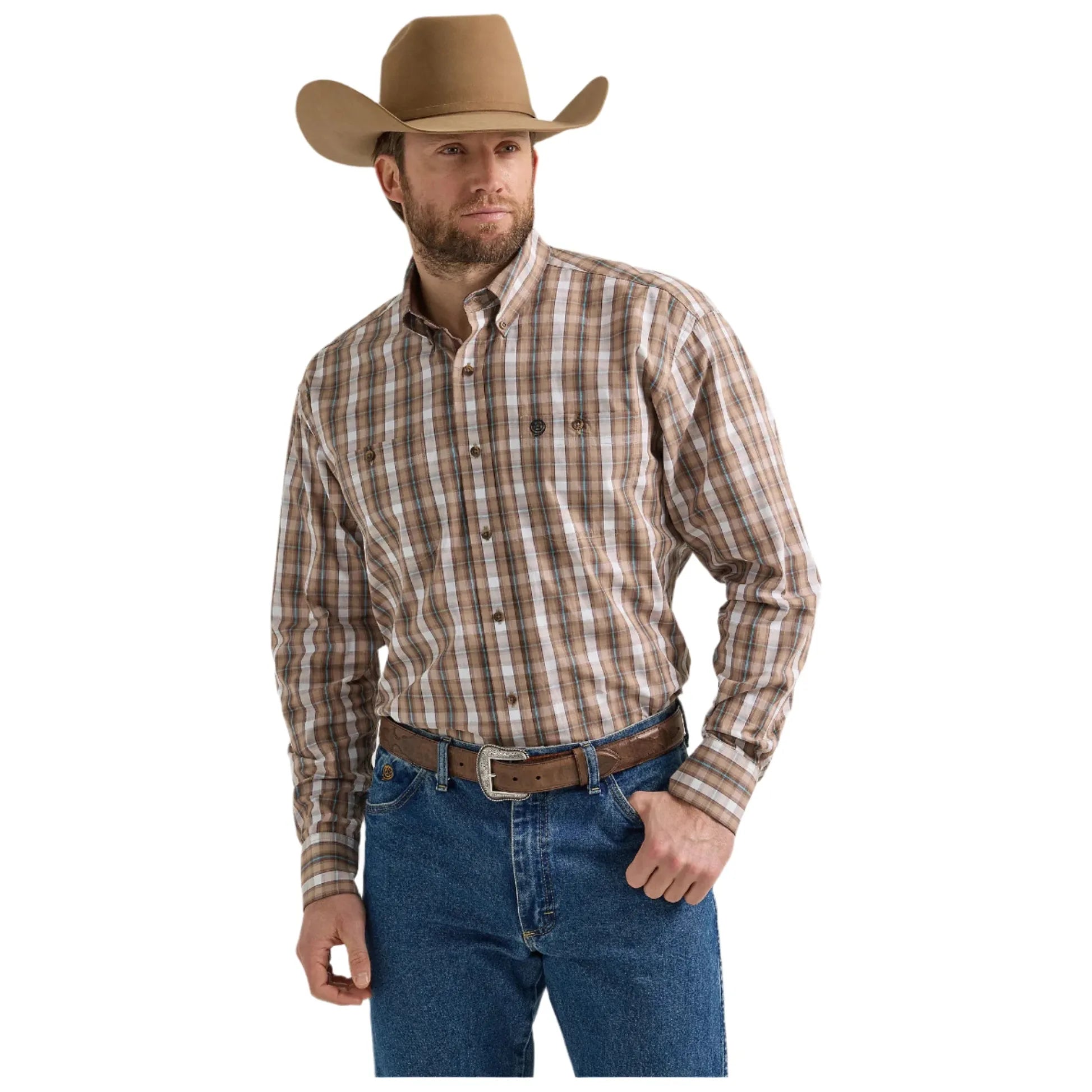 Men's Wrangler® George Strait Two Pocket Long Sleeve Shirt 112352737 - Crazy House Western Wear