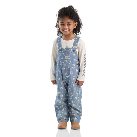 Girl's Carhartt Toddler Long Sleeve T-shirt and Printed Chambray Overall Set CG9949-N104