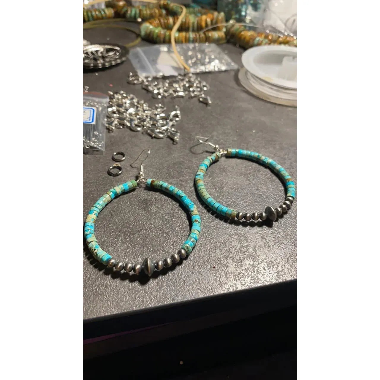 Bijoux Fab Hoop Earrings with Sterling Silver Pearls EAR-HOO-146-NAV