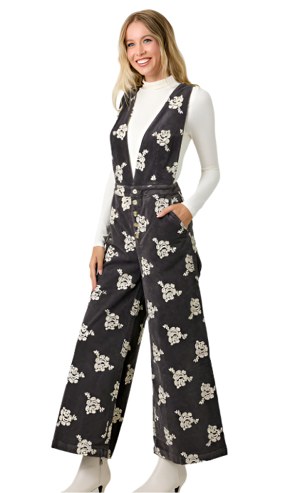 Corduroy Floral Jumpsuit