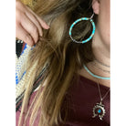 Bijoux Fab Hoop Earrings with Sterling Silver Pearls EAR-HOO-146-NAV