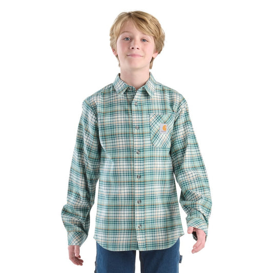 Boy's Carhartt Long- Sleeve Flannel Button-Front Shirt CE8211-GH5