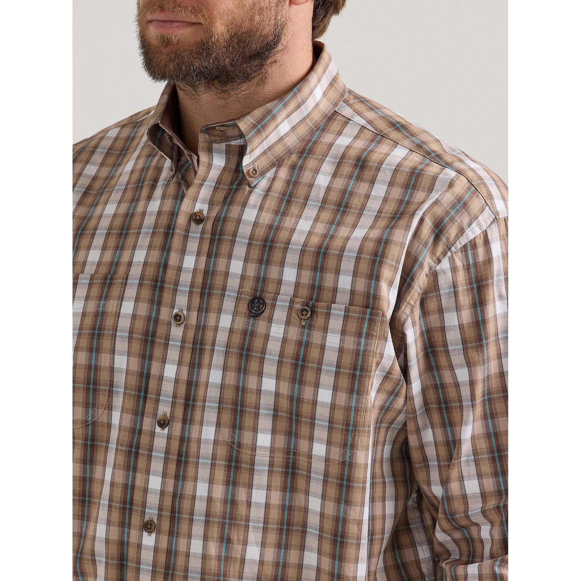 Men's Wrangler® George Strait Two Pocket Long Sleeve Shirt 112352737 - Crazy House Western Wear