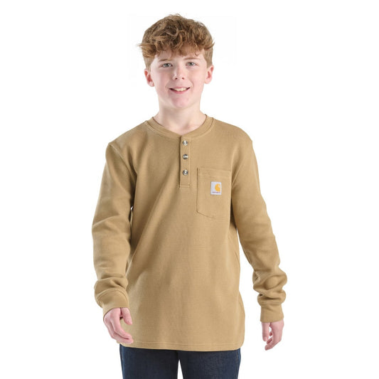 Boy's Carhartt Henley Long Sleeve Pocket T-shirt CA6769-CT06