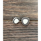 Isac 7mm Irregular White Turquoise Stud Earrings 723866-1