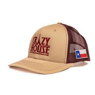 Khaki and Burgundy Snapback with Crazy House stitching - Crazy House Western Wear