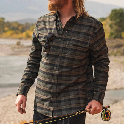 Men's Poncho "The Kodiak" The Green Plaid Long Sleeve Shirt 